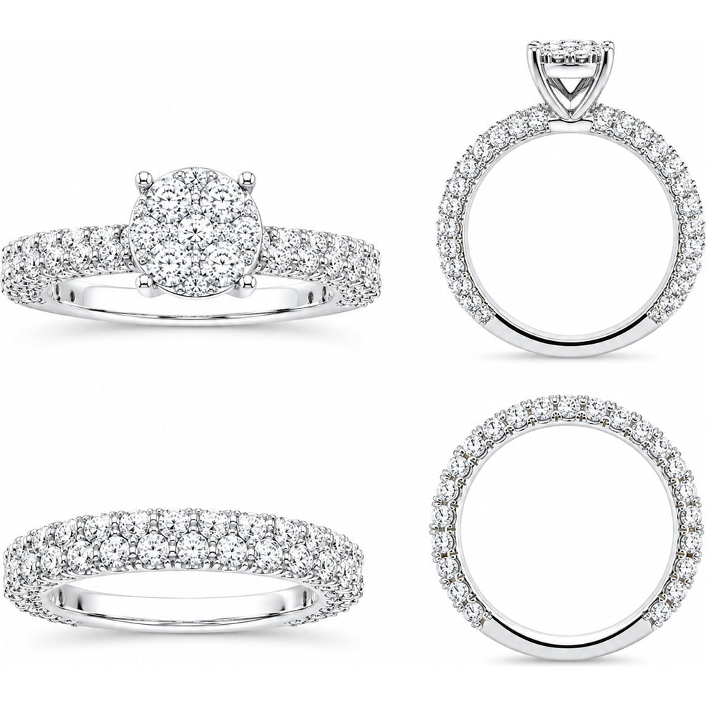 14K White Gold Semi-Mount Ring with Pavé Set Round Diamonds - 3.73 Carat Total Diamond Weight by Auriventus