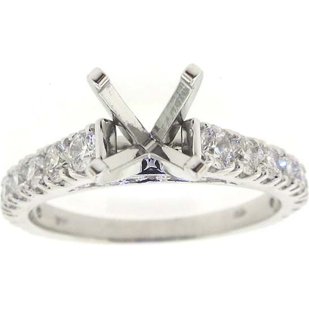 14K White Gold Semi-Mount Ring with Prong-Set Round Diamond Accents - 0.86 Carat Total Diamond Weight by Auriventus