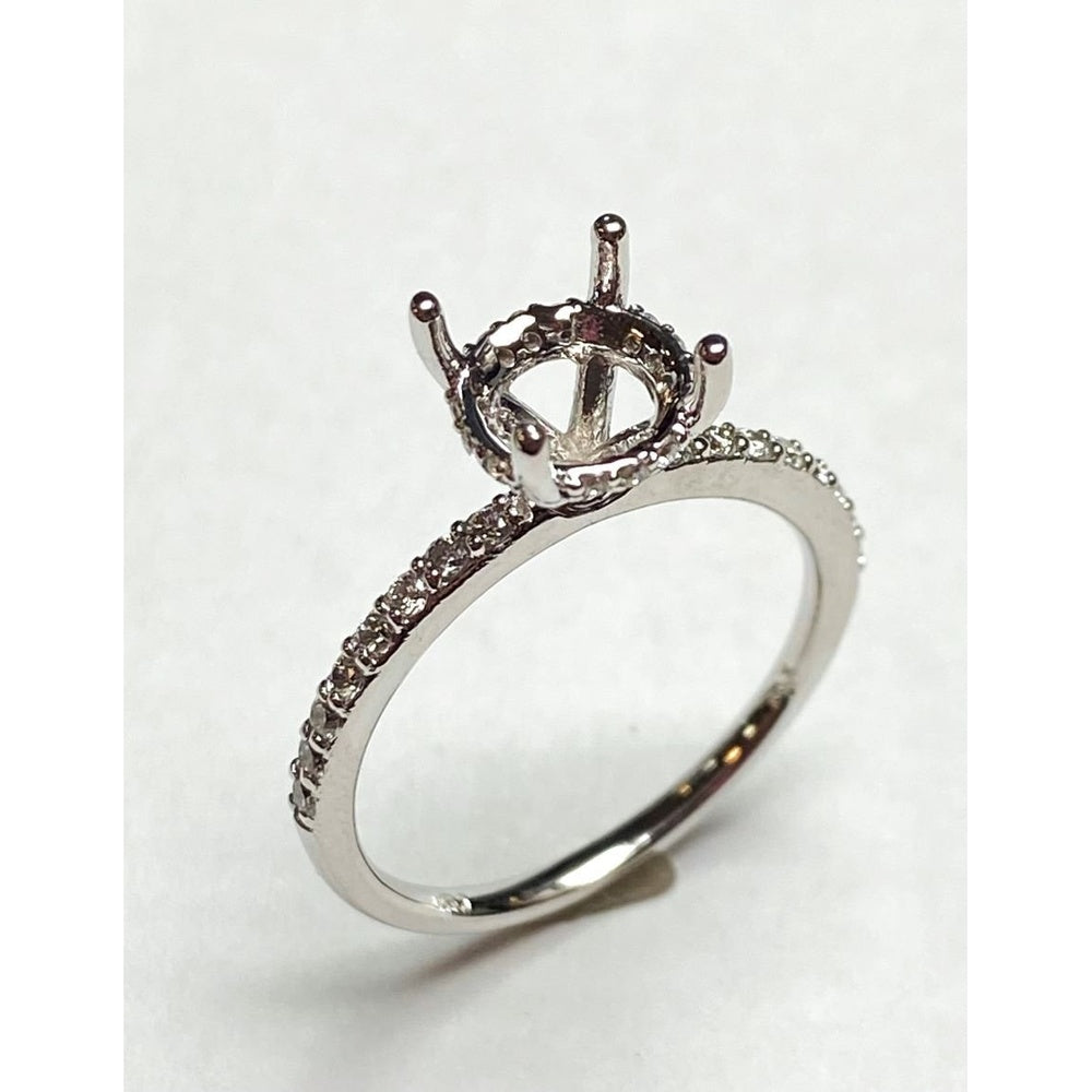 14K White Gold Semi-Mount Ring with Round Diamond Accents - 0.30 Carat Total Diamond Weight by Auriventus