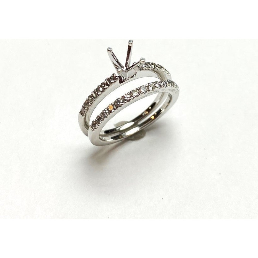 14K White Gold Semi-Mount Ring with Round Diamond Accents - 0.63 Carat Total Diamond Weight by Auriventus