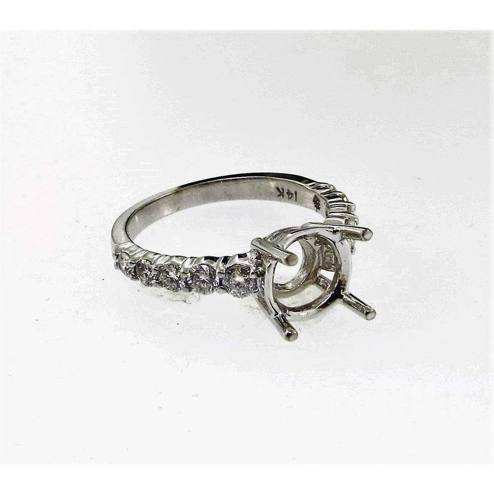 14K White Gold Semi Mount Ring with Round Diamond Accents - 0.65 Carat Total Diamond Weight by Auriventus