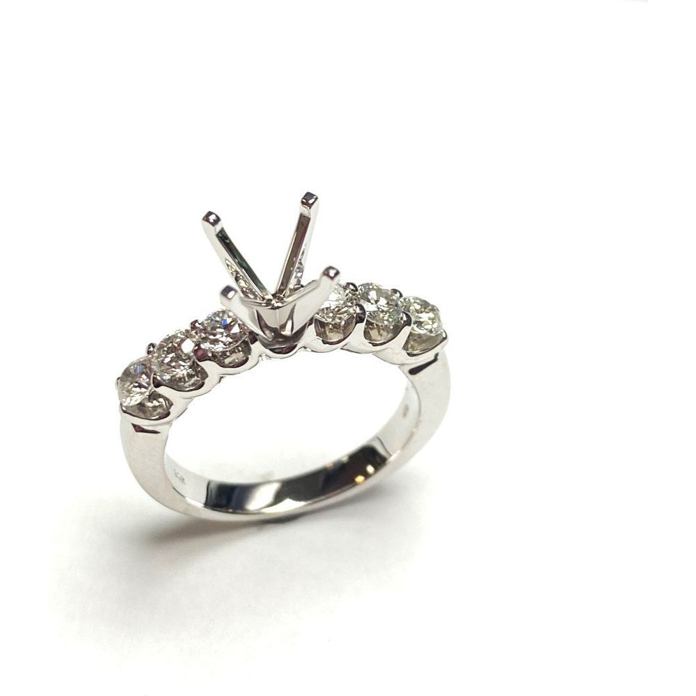 14K White Gold Semi Mount Ring with Round Diamond Accents - 0.90 Carat Total Diamond Weight by Auriventus