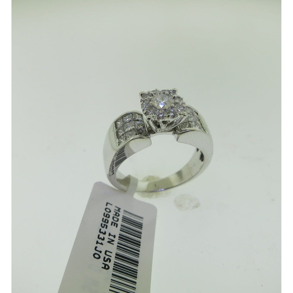 14K White Gold Semi-Mount Ring with Round Diamond Accents - 1.28 Carat Total Diamond Weight by Auriventus
