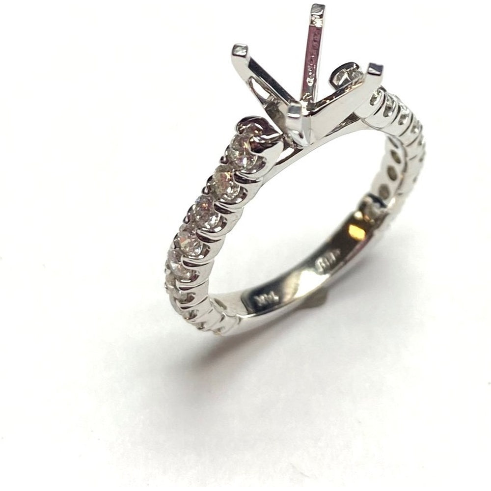 14K White Gold Semi-Mount Ring with Round Diamonds - 0.94 Carat Total Diamond Weight by Auriventus