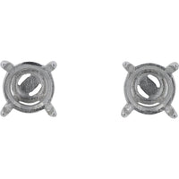 14K White Gold Semi Mount Stud Earrings for 1 Carat Gemstones - 2 Carat Total Weight