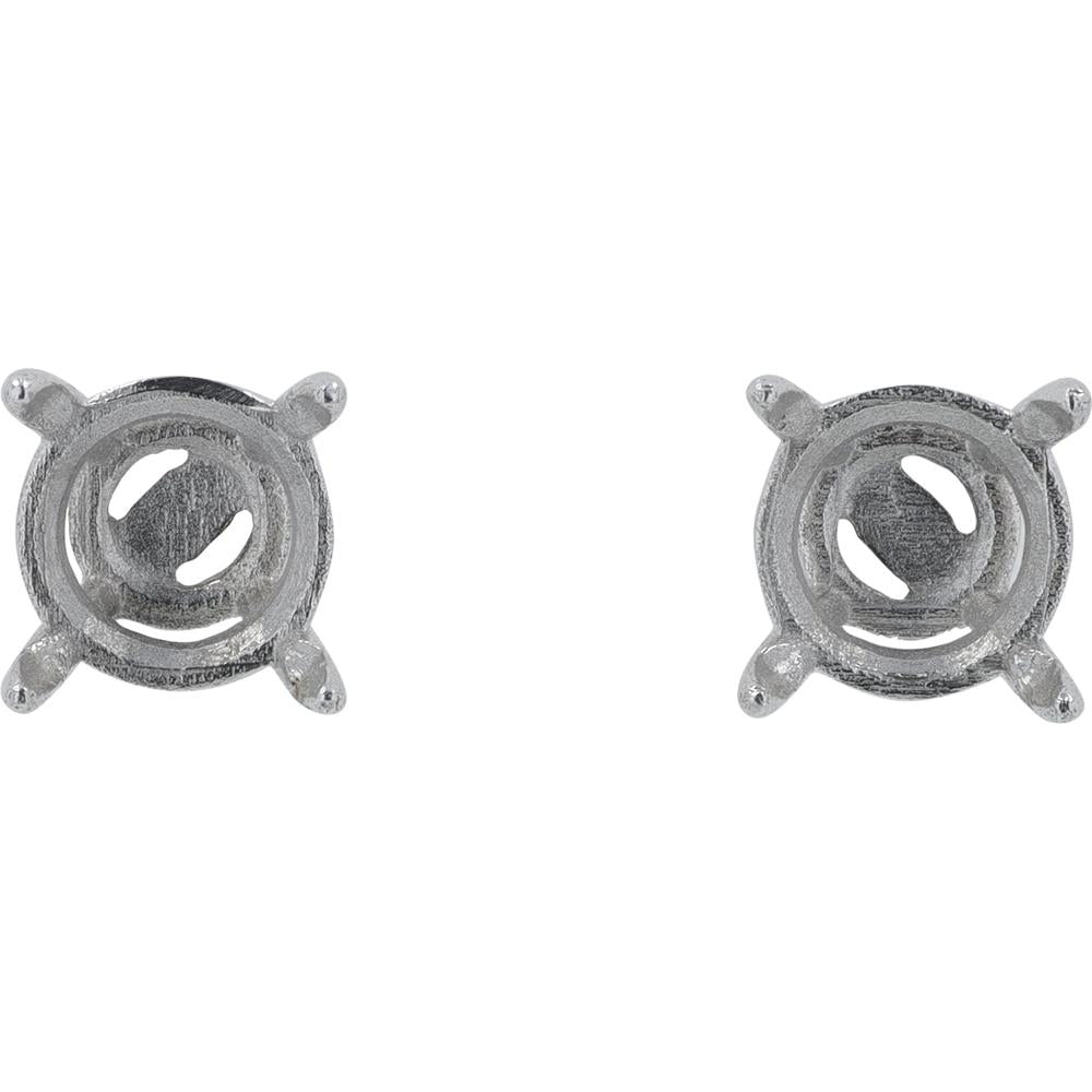 14K White Gold Semi Mount Stud Earrings for 1 Carat Gemstones - 2 Carat Total Weight