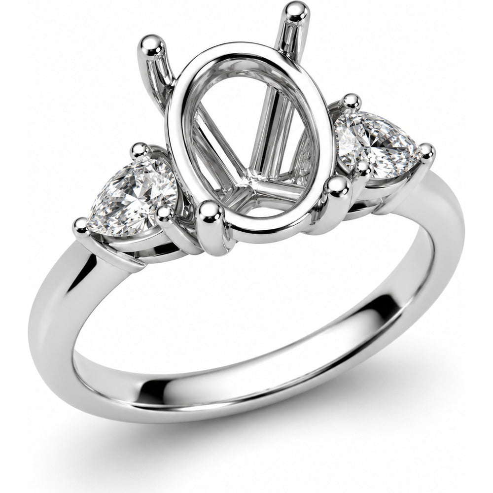 14K White Gold Semi-Mount Three-Stone Engagement Ring with Pear Lab Grown Diamonds - 0.35 Carat Total Diamond Weight by Auriventus