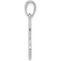 14K White Gold Semi Truck Cab Pendant with Textured Design and Rhodium Plating by Oro Pregiato