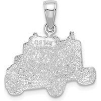 14K White Gold Semi Truck Cab Pendant with Textured Design and Rhodium Plating by Oro Pregiato