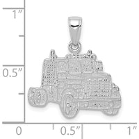 14K White Gold Semi Truck Cab Pendant with Textured Design and Rhodium Plating by Oro Pregiato