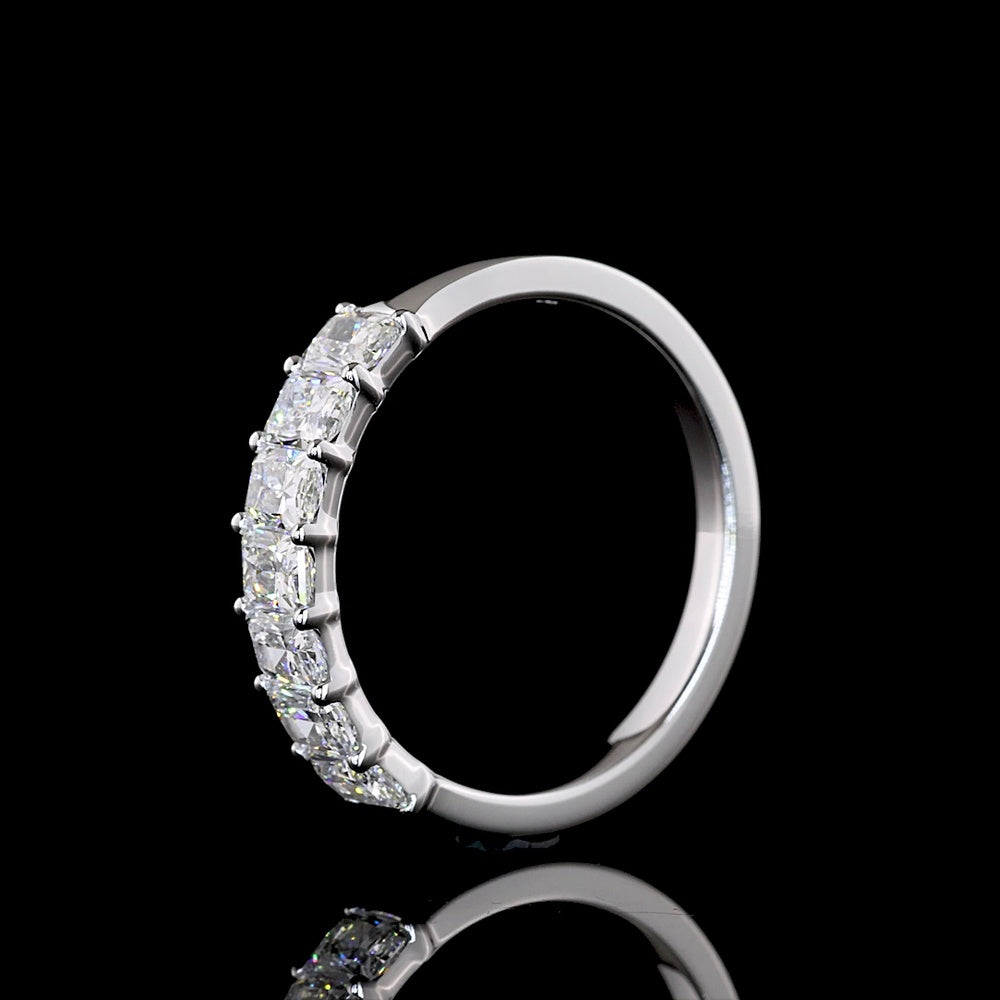 14K White Gold Seven-Stone Eternity Band with 1.10 Carat Total Weight Radiant Cut Lab Diamonds (E-F Color, VS1 Clarity) - Covaloro Fine Jewelry