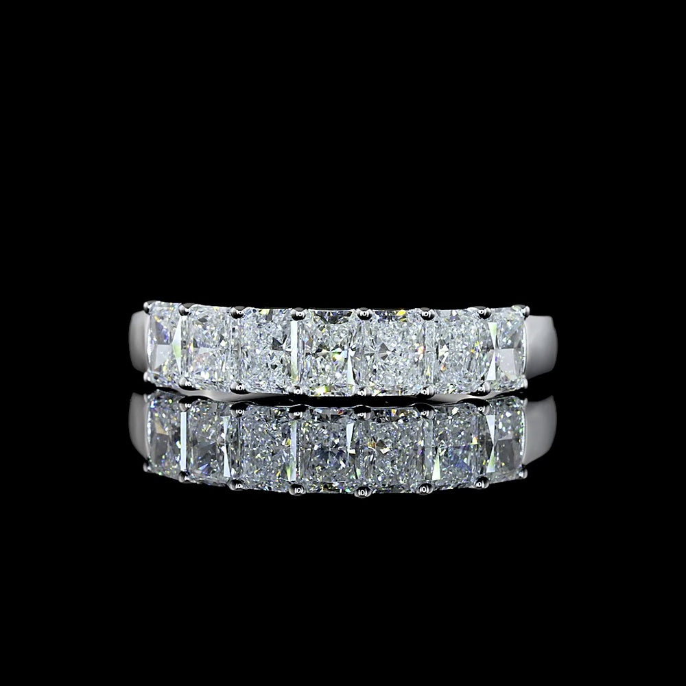 14K White Gold Seven-Stone Eternity Band with 1.10 Carat Total Weight Radiant Cut Lab Diamonds (E-F Color, VS1 Clarity) - Covaloro Fine Jewelry