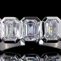 14K White Gold Seven Stone Eternity Band with Bezel Set Emerald Cut Lab Grown Diamonds - 1.93 Carat Total Diamond Weight - Covaloro Fine Jewelry