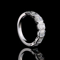 14K White Gold Seven Stone Eternity Band with Bezel Set Emerald Cut Lab Grown Diamonds - 1.93 Carat Total Diamond Weight - Covaloro Fine Jewelry
