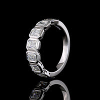 14K White Gold Seven Stone Eternity Band with Bezel Set Emerald Cut Lab Grown Diamonds - 1.93 Carat Total Diamond Weight - Covaloro Fine Jewelry