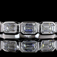 14K White Gold Seven Stone Eternity Band with East-West Bezel Set Emerald Cut Lab Diamonds - 1.06 Carat Total Diamond Weight - Covaloro Fine Jewelry