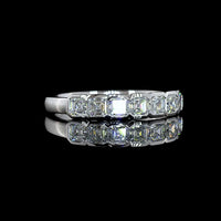 14K White Gold Seven-Stone Eternity Band with Half-Bezel Set Asscher Cut Lab Diamonds - 0.97 Carat Total Weight - Covaloro Fine Jewelry