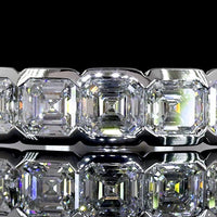 14K White Gold Seven-Stone Eternity Band with Half-Bezel Set Asscher Cut Lab Diamonds - 0.97 Carat Total Weight - Covaloro Fine Jewelry