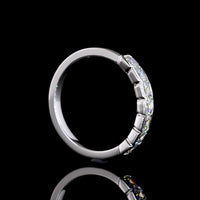 14K White Gold Seven-Stone Eternity Band with Half-Bezel Set Asscher Cut Lab Diamonds - 0.97 Carat Total Weight - Covaloro Fine Jewelry