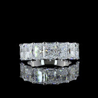 14K White Gold Seven Stone Eternity Band with North-South Radiant Cut Lab Diamonds - 5.02 Carats Total Diamond Weight - Covaloro Fine Jewelry