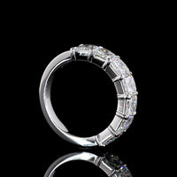 14K White Gold Seven Stone Eternity Band with North-South Radiant Cut Lab Diamonds - 5.02 Carats Total Diamond Weight - Covaloro Fine Jewelry