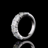 14K White Gold Seven Stone Eternity Band with North-South Radiant Cut Lab Diamonds - 5.02 Carats Total Diamond Weight - Covaloro Fine Jewelry