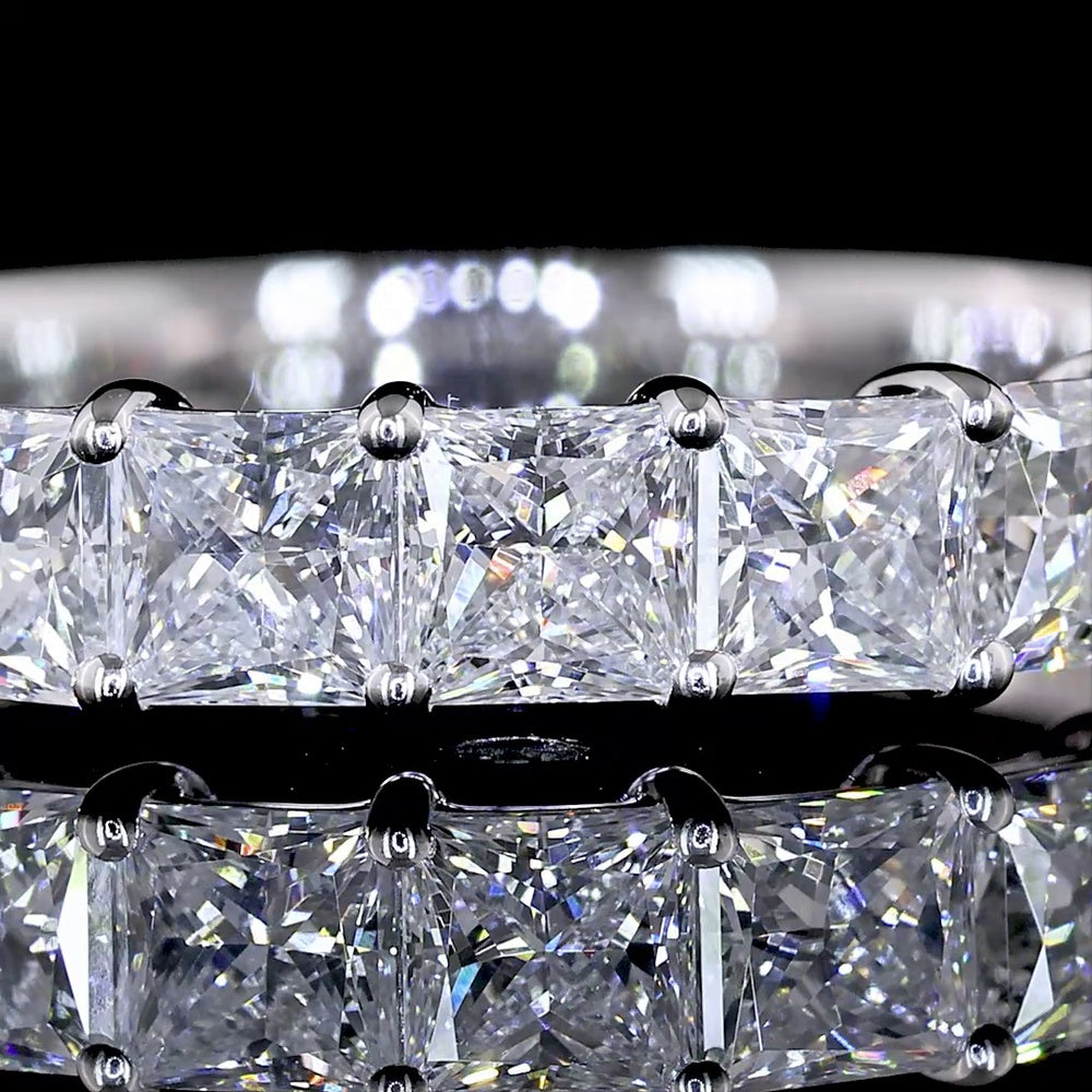 14K White Gold Seven-Stone Eternity Band with Princess Cut Lab Diamonds - 1.14 Carat Total Weight (E-F Color, VS Clarity) - Covaloro Fine Jewelry