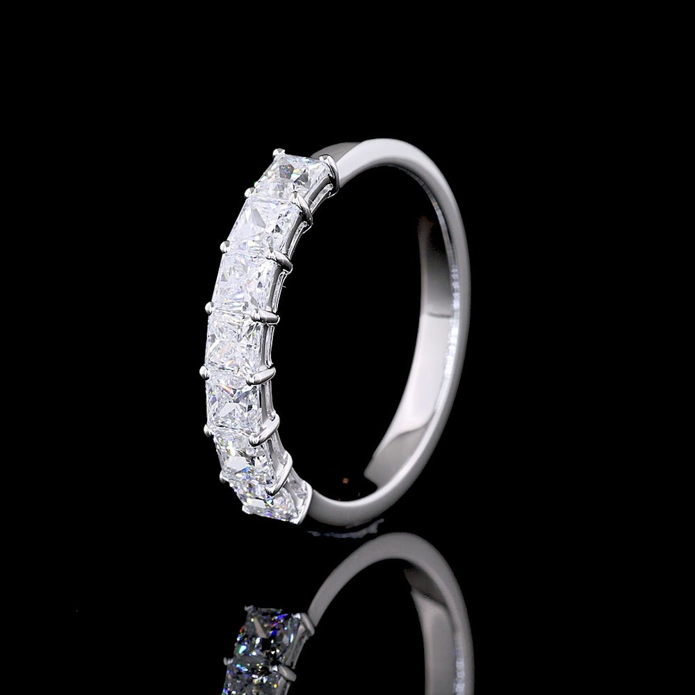 14K White Gold Seven-Stone Eternity Band with Princess Cut Lab Diamonds - 1.14 Carat Total Weight (E-F Color, VS Clarity) - Covaloro Fine Jewelry