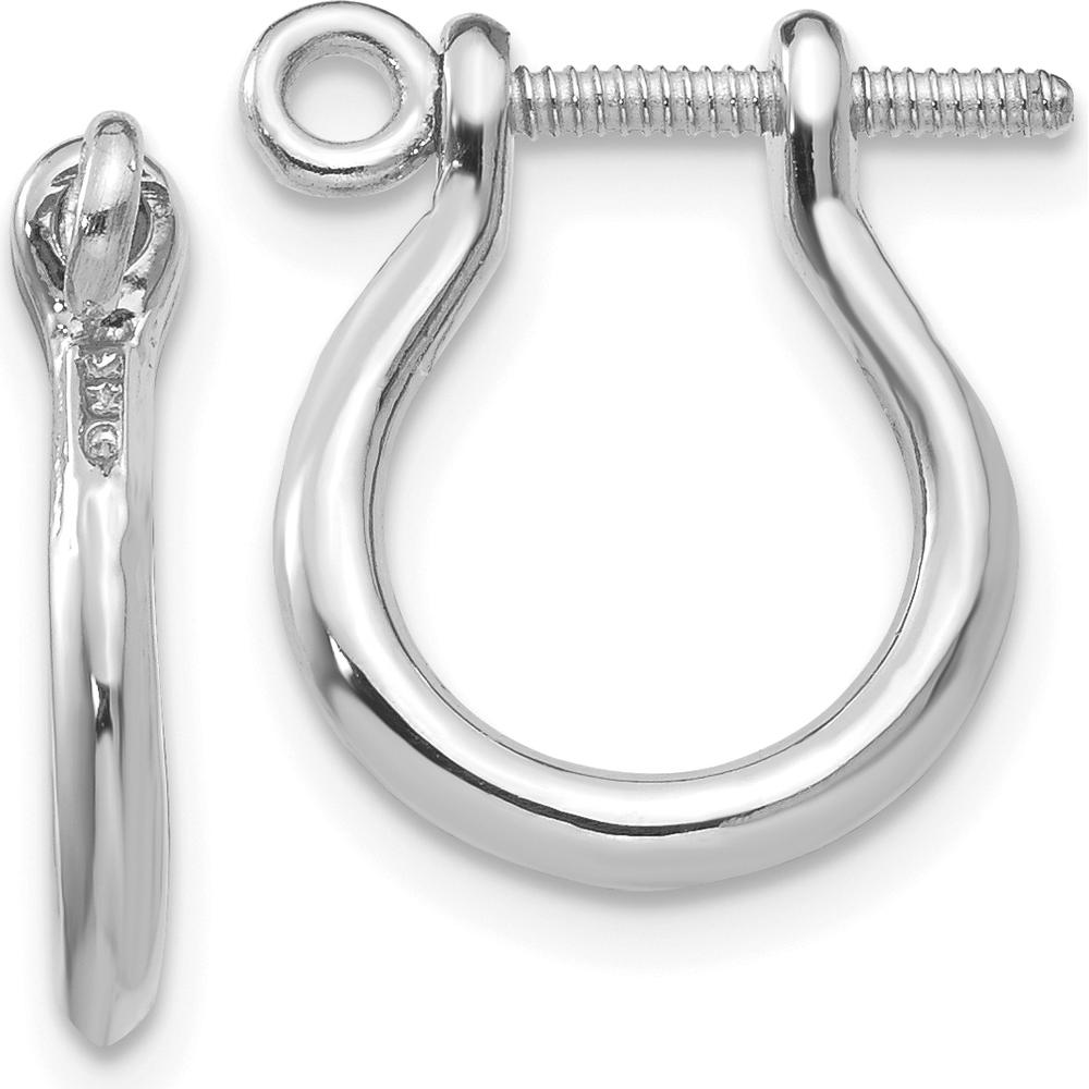 14K White Gold Shackle Link Drop Earrings with Rhodium Plating - 15mm Length by 0