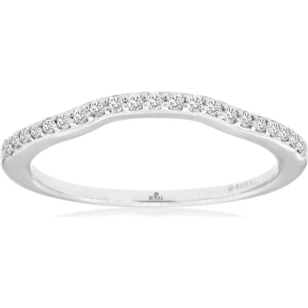 14K White Gold Shapeable Contour Diamond Band with Round Brilliant Prong Set Diamonds - 0.14 Carat Total Weight - Royal Jewelry