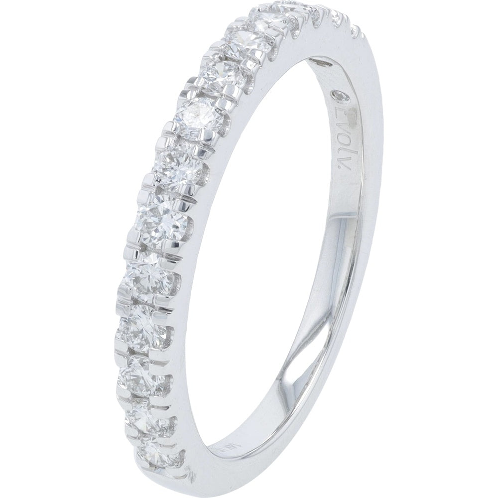 14K White Gold Shared-Prong Band with 0.50 Carat Round Lab Grown Diamonds