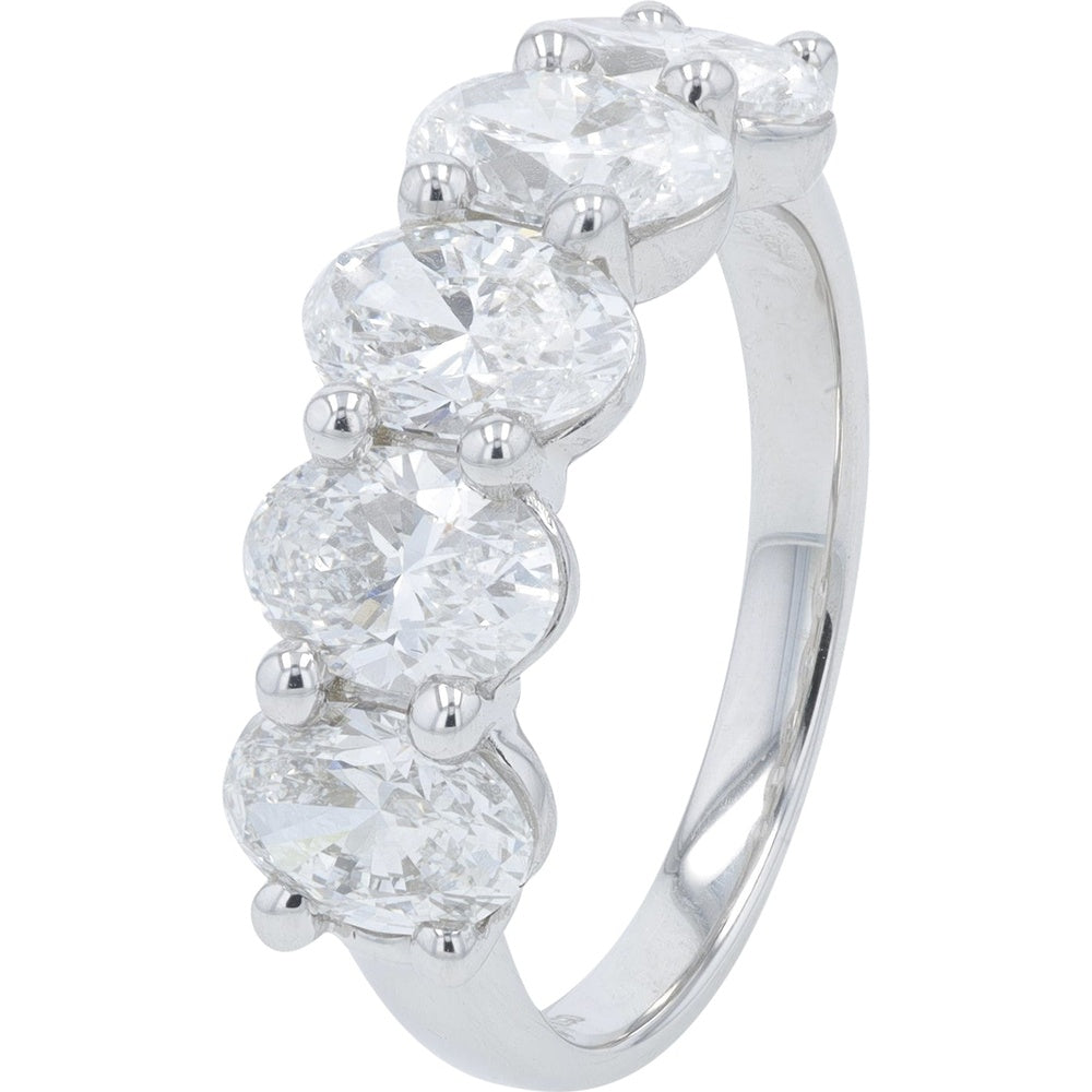 14K White Gold Shared-Prong Band with Lab-Grown Diamonds - 2.75 Carat Total Diamond Weight