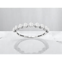 14K White Gold Shared-Prong Diamond Wedding Band with Round Brilliant Cut Stones - 0.50 Carat Total Diamond Weight - Royal Jewelry