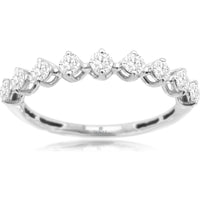 14K White Gold Shared-Prong Diamond Wedding Band with Round Brilliant Diamonds - 0.50 Carat Total Weight - Royal Jewelry