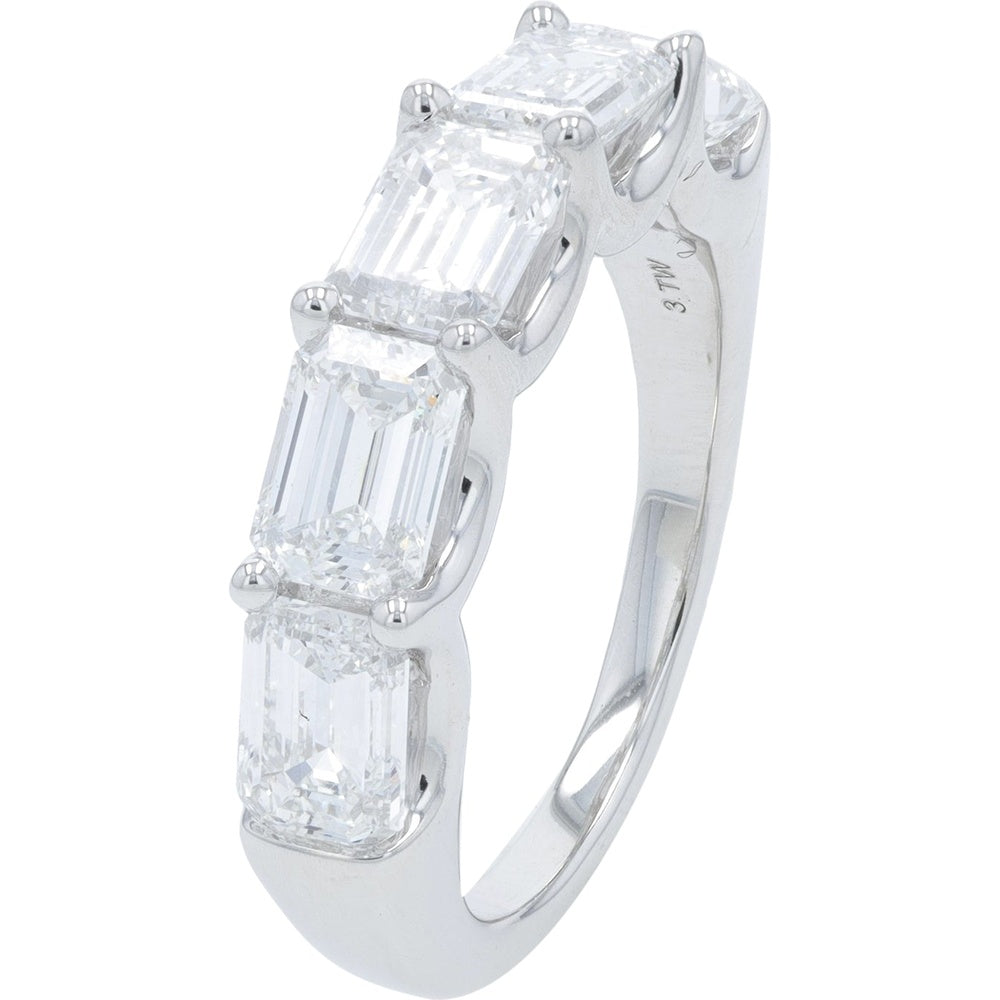 14K White Gold Shared-Prong Emerald Cut Lab Grown Diamond Band - 3.00 Carat Total Diamond Weight