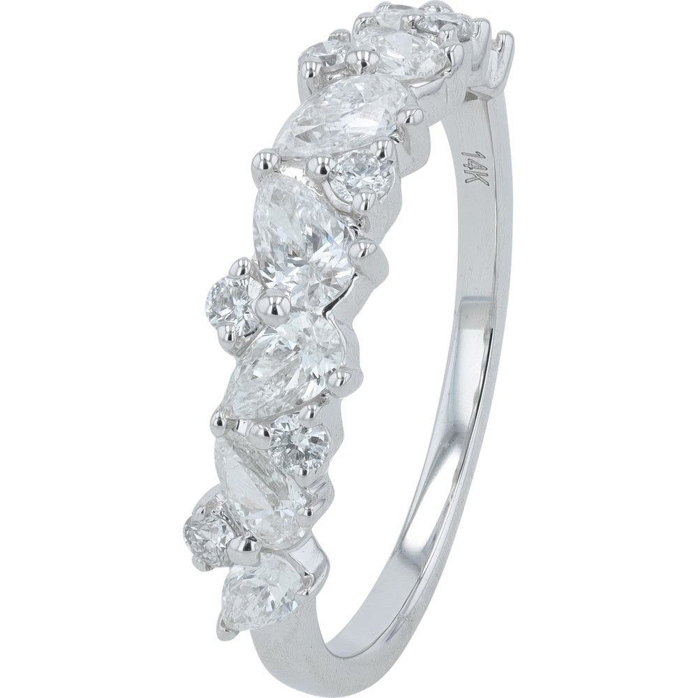 14K White Gold Shared-Prong Round Diamond Band - 1.00 Carat Total Diamond Weight
