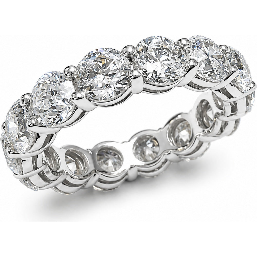 14K White Gold Shared Prong Round Diamond Eternity Band - 7.12 Carat Total Diamond Weight by Auriventus
