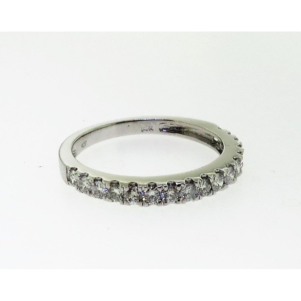 14K White Gold Shared-Prong Set Round Diamond Wedding Band - 0.65 Carat Total Diamond Weight by Auriventus