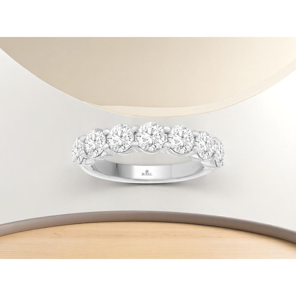 14K White Gold Shared-Prong Set Round Lab Grown Diamond Band - 2.3 Carat Total Diamond Weight - Royal Jewelry