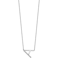 14K White Gold Sideways Diamond Initial A Pendant Necklace with Cable Chain - Personalized Luxury Jewelry by Oro Pregiato