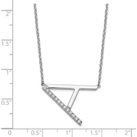 14K White Gold Sideways Diamond Initial A Pendant Necklace with Cable Chain - Personalized Luxury Jewelry by Oro Pregiato