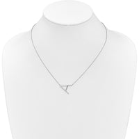 14K White Gold Sideways Diamond Initial A Pendant Necklace with Cable Chain - Personalized Luxury Jewelry by Oro Pregiato