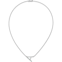 14K White Gold Sideways Diamond Initial A Pendant Necklace with Cable Chain - Personalized Luxury Jewelry by Oro Pregiato