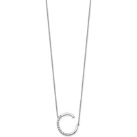 14K White Gold Sideways Diamond Initial "C" Necklace with Polished Finish - 0.18 Carat Total Diamond Weight by Oro Pregiato