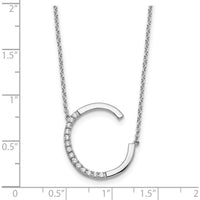 14K White Gold Sideways Diamond Initial "C" Necklace with Polished Finish - 0.18 Carat Total Diamond Weight by Oro Pregiato