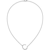 14K White Gold Sideways Diamond Initial "C" Necklace with Polished Finish - 0.18 Carat Total Diamond Weight by Oro Pregiato