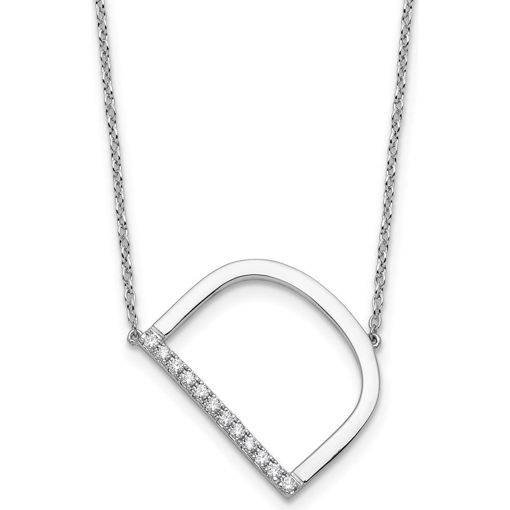 14K White Gold Sideways Diamond Initial D Necklace - Personalized Luxury Jewelry by Oro Pregiato