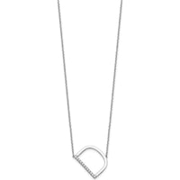 14K White Gold Sideways Diamond Initial D Necklace - Personalized Luxury Jewelry by Oro Pregiato