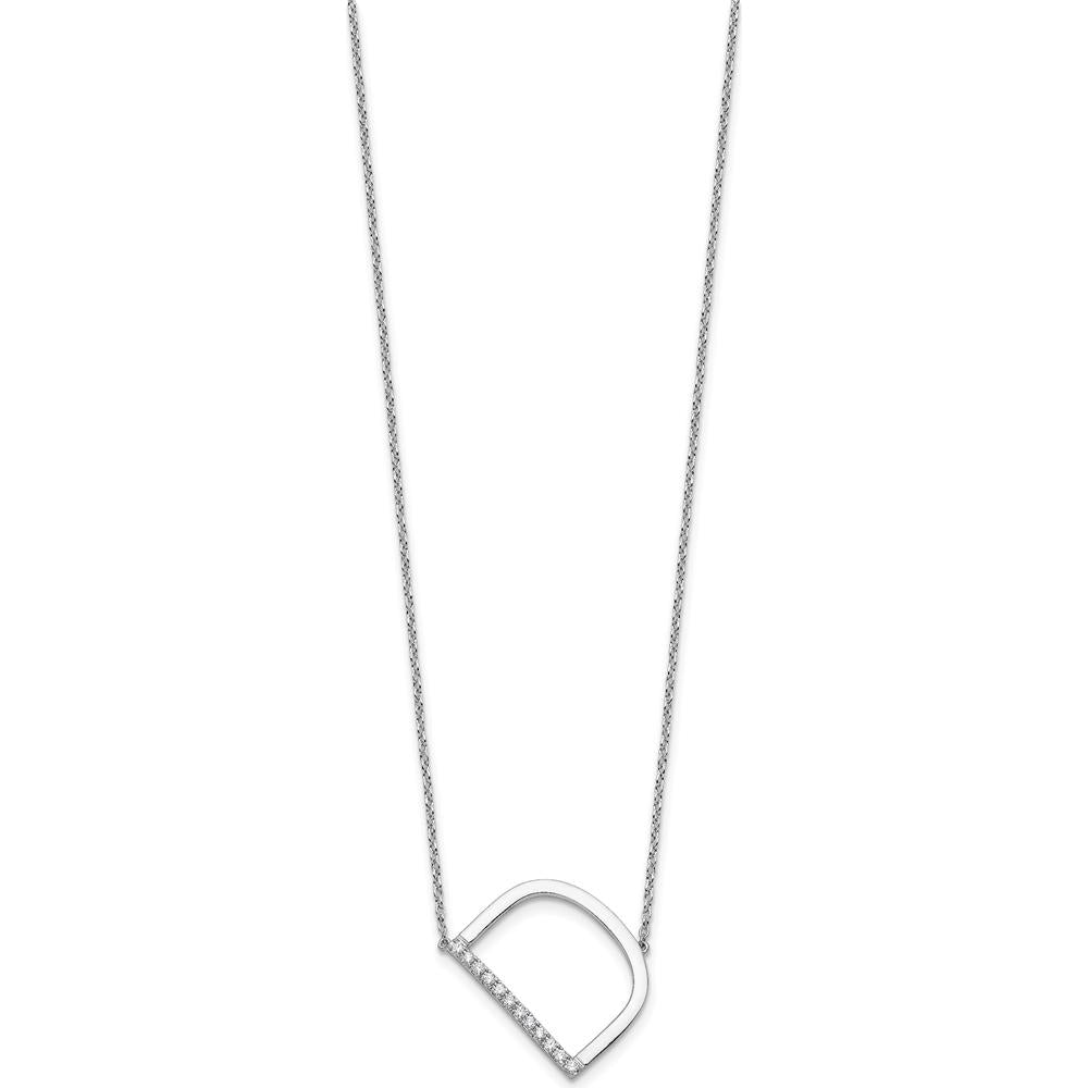 14K White Gold Sideways Diamond Initial D Necklace - Personalized Luxury Jewelry by Oro Pregiato