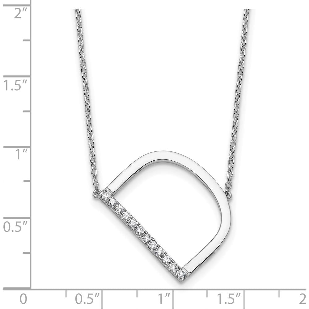 14K White Gold Sideways Diamond Initial D Necklace - Personalized Luxury Jewelry by Oro Pregiato